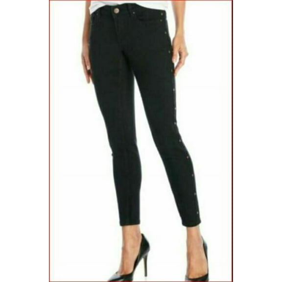 new Nanette Lepore women jeans mid rise hamilton skinny black sz 6 MSRP $89