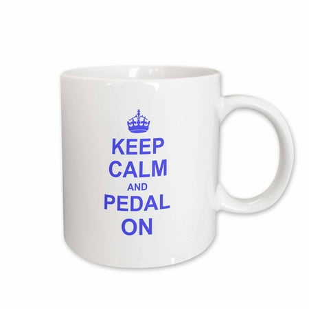 

3dRose Keep Calm and Pedal on - blue - motivational motivating carry on biking cycling bicycle biker cycler Ceramic Mug 11-ounce