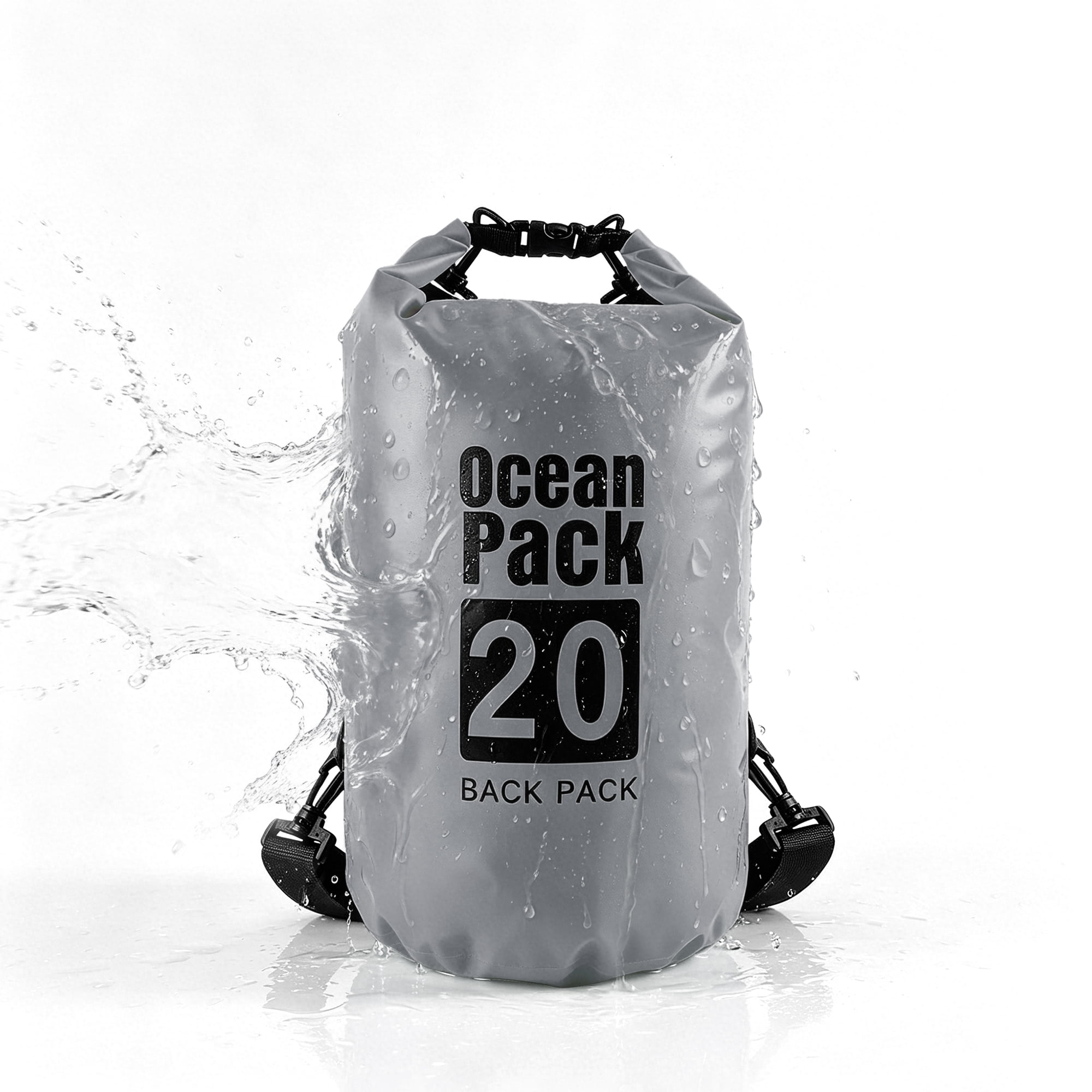 Dry Bag Waterproof,20L FifthQuarter Heavey-Duty 500D Tarpaulin PVC Camping Dry Bag,Rolled Lightweight Dry Storage Bag Backpack for Travel,Swimming,Boating, Kayaking,Camping & Beach