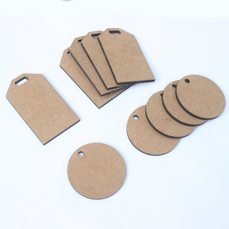  IVEI DIY Wood Sheet Craft - MDF Cutouts Bag/Luggage Tags -  Plain MDF Blanks Cutouts - Set of 10 (2 Shapes) for Painting Wooden Sheet  Craft, Decoupage, Resin Art Work & Decoration