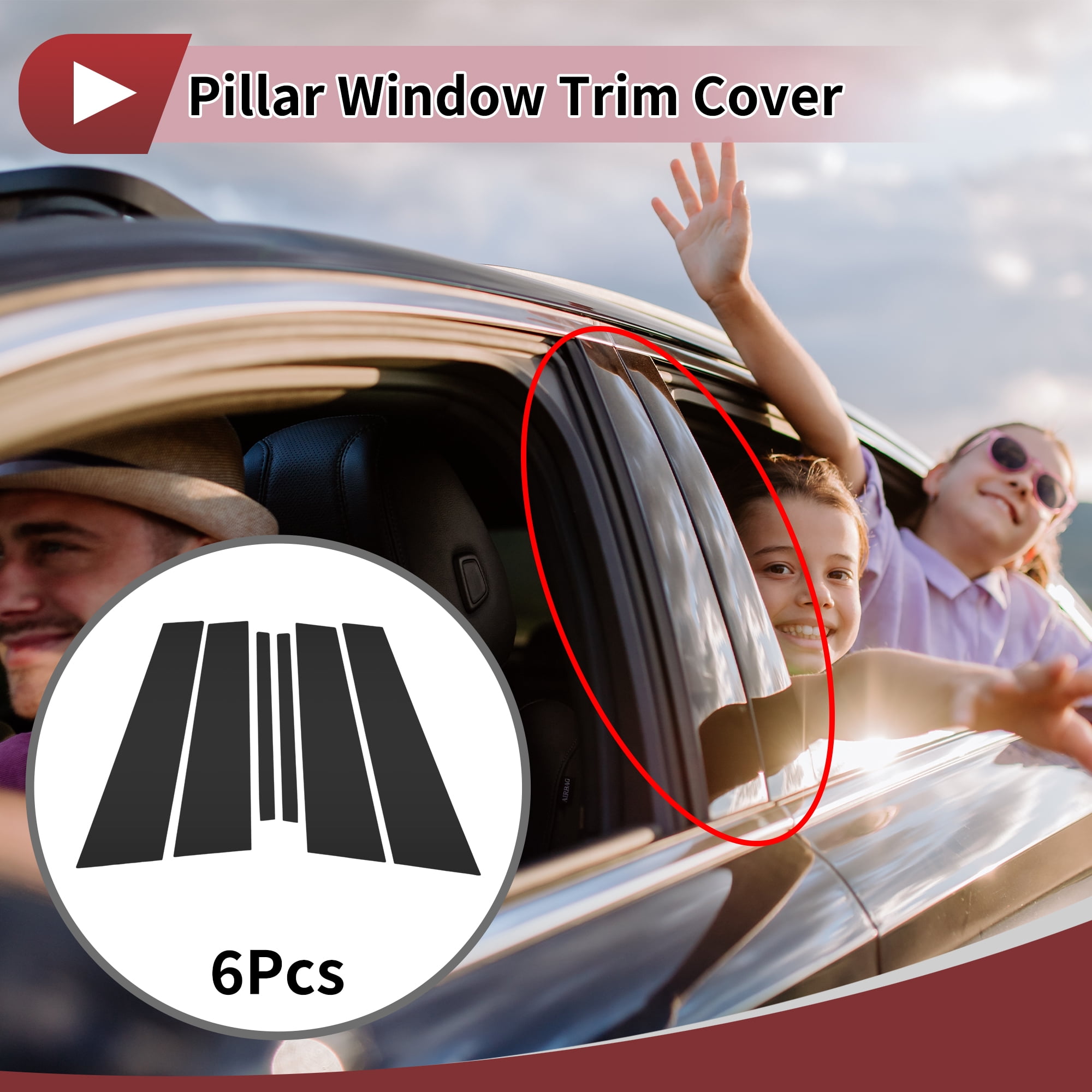 Unique Bargains Car Door Pillar Window Trim Sticker for KIA Cadenza VG K7 2014-2016 Black