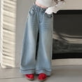 thumbnail image 6 of FDDMis Buckle Jeans Kids Sweat Pants Flowy Pants Y2k Clothes for Girls 10-12 7-8 Girls Clothes Camo Clothes Kids Clothes Girls Size 6-7, Blue 11-12 Years, 6 of 8