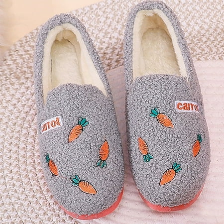 

Women s Fuzzy Loafer Slippers Faux Fur Lined Anti-Skid Rubber Sole Bedroom Slippers Indoor Warm Home Shoes