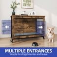 thumbnail image 4 of ModFusion 38.5" Dog Cage and End Table - Rustic Wood Double Entrance Dog Kennel with Adjustable Legs and Wheels, Indoor Pet Furniture, 4 of 10