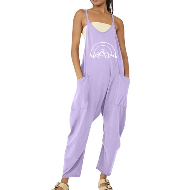 B91xZ Combinaisons Décontractées pour Femmes, Col Carré Sans Manches, Violet S