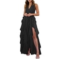 thumbnail image 3 of Sexlip Womens Orange Chiffon Midi Dress Ruffle Hem Design Flowy Fabric Relaxed Silhouette for Summer Gatherings Black S, 3 of 10
