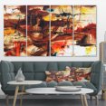 thumbnail image 1 of Taches Rouges et Jaunes Aquarelle - Grande Œuvre d'Art sur Toile Abstraite, 1 of 3