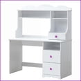 thumbnail image 5 of Desks, White 2-Drawer Writing Desk with Open Compartment | Wood Sled Base, Rubberwood/Veneer Oak, 5 of 5