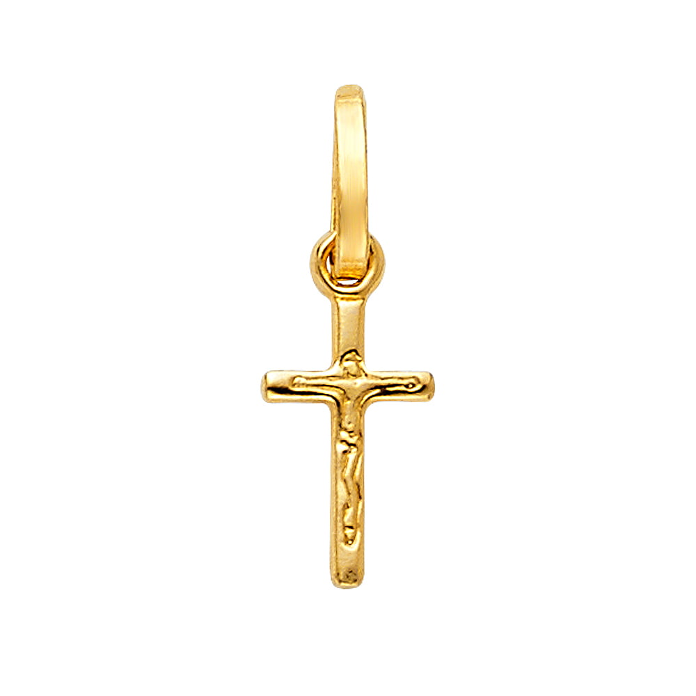Solid 14k Yellow Gold Christian Crucifix Cross Design Tiny Cross ...