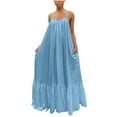 thumbnail image 1 of Robe d'Été pour Femmes Grande Taille Mode Femmes Décontractée Unie Sans Manches à Bretelles Robe avec Poches Ample Dos Nu Robe Grande Taille Robe d'Été Ample pour Femmes Robe d'Été Grande Taille Femmes, 1 of 6