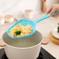 thumbnail image 4 of MInHoues Blue Non Stick Slotted Spoon Strainer, Heat Resistant Plastic Food Scoop Colander with Long Handle, Kitchen Skimmer Utensil for Boiling Draining Frying and Serving, 13.58", 4 of 5