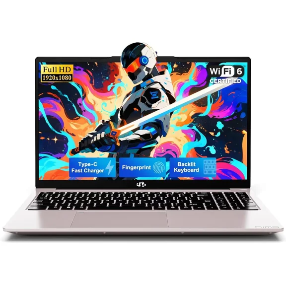 15.6" FHD Laptop Computer, Intel Pentium N150 (Beat i3-1115G4, 4-Core Up to 3.4GHz), Laptop with Backlit Keyboard 65W GaN Type-C Fingerprint 8GB RAM 256GB SSD, for Home-Student and Business
