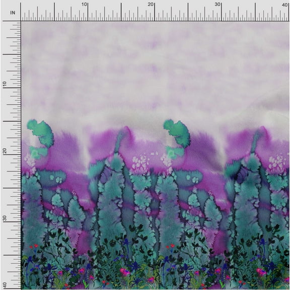 oneOone Georgette Viscose Fabric Leaves & Flower Panel Decor Fabric Printed BTY 42 Inch Wide