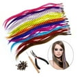 thumbnail image 2 of 50PCS Feather Hair Extension Kit With Synthetic Feathers 100 Beads Plier, 2 of 6