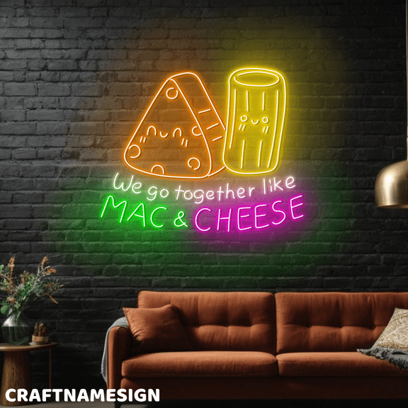 Craftnamesign Mac & Cheese Neon Light, Macaroni Store Wall Sign, Restaurant Wall Art