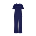thumbnail image 4 of YueHuiYing Women's Spring/Summer Comfortable Casual Sports Pleated Short-Sleeve Pocket Pants Solid Color Set, 4 of 9