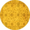 thumbnail image 1 of Ahgly Company Indoor Round Oriental Yellow Traditional Area Rugs, 7' Round, 1 of 4