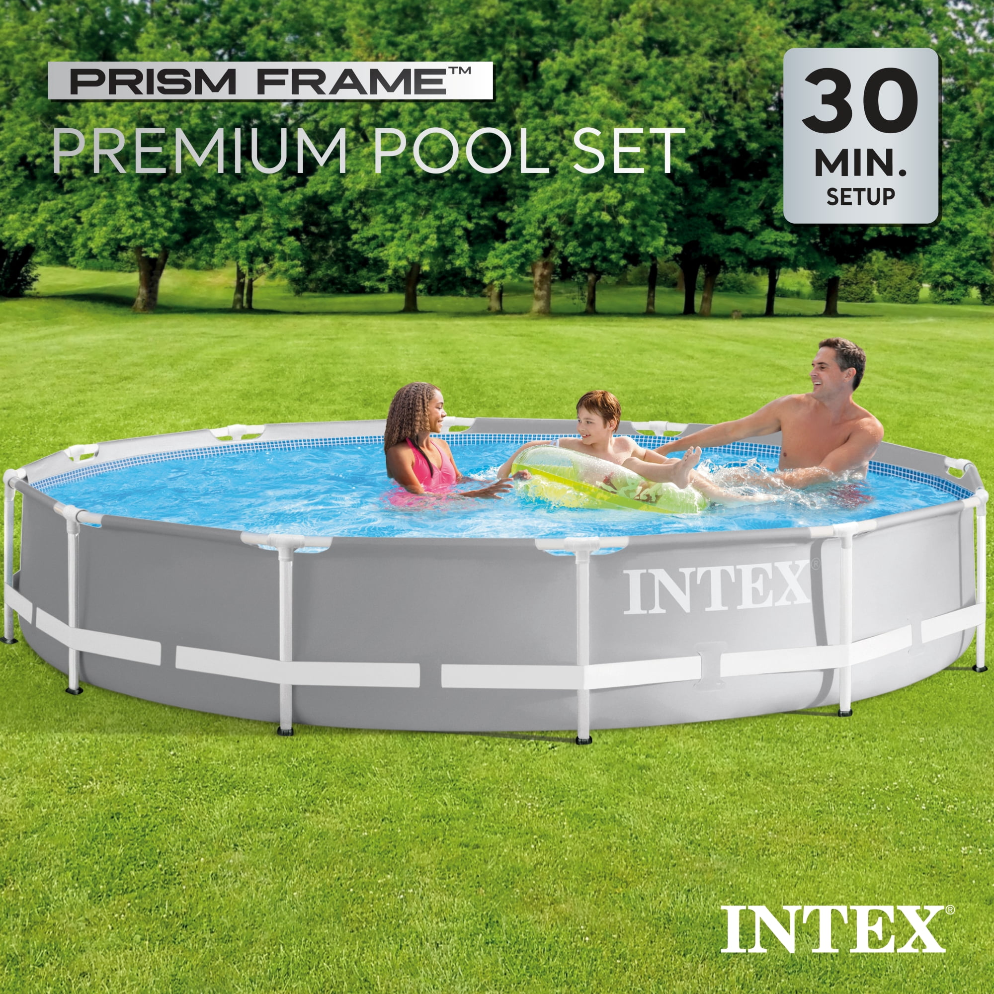 INTEX Prism Frame 12ft x 30in Above Ground Swimming Pool Set