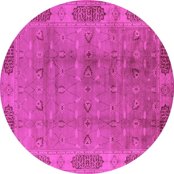 Ahgly Company Indoor Round Oriental Pink Traditional Area Rugs, 6' Round