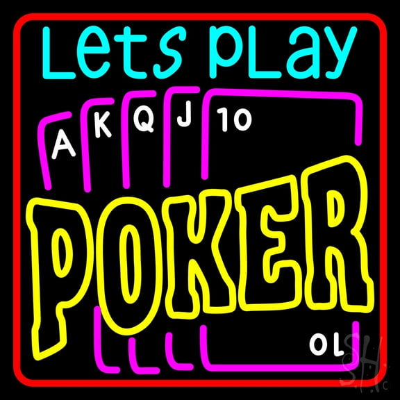 Lucky Poker 1 LED Neon Sign 16 x 16 - inches, Black Square Cut Acrylic Backing, with Dimmer - Bright and Premium built indoor LED Neon Sign for wall décor, arcarde, and storefront.