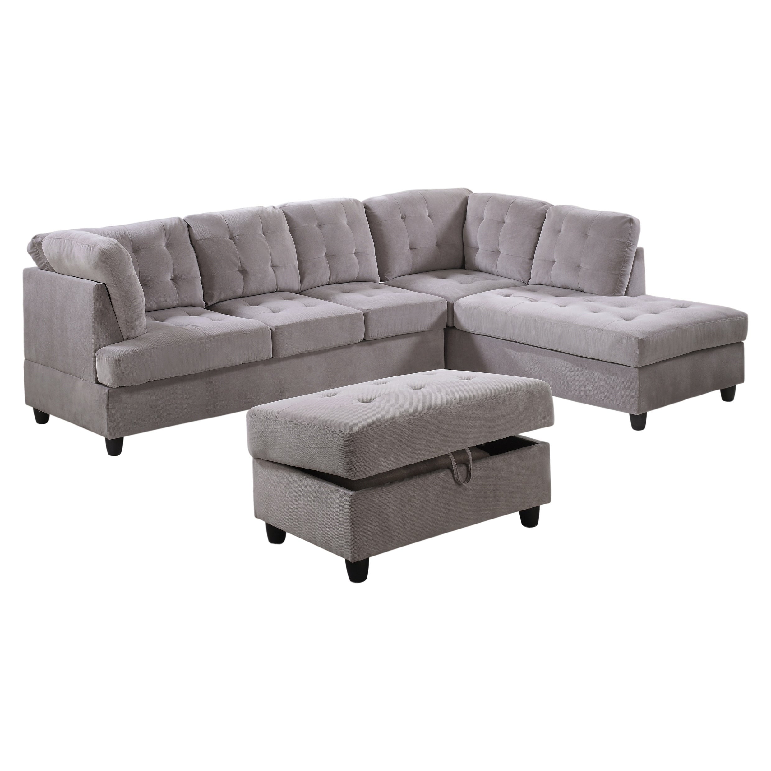 G Furniture AYCP Furniture Corduroy Sectional Sofa with Storage Ottoman