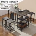 thumbnail image 5 of Clearance! 5 Piece Dining Set 1 Table with 4 Chairs Metal Frame and MDF Board Kitchen Dining Room Furniture for 4 People (Gray-Brown), 5 of 10