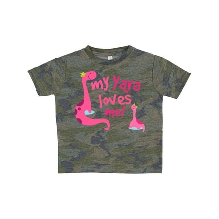 

Inktastic My Yaya Loves Me Granddaughter Dinosaur Gift Toddler Toddler Girl T-Shirt
