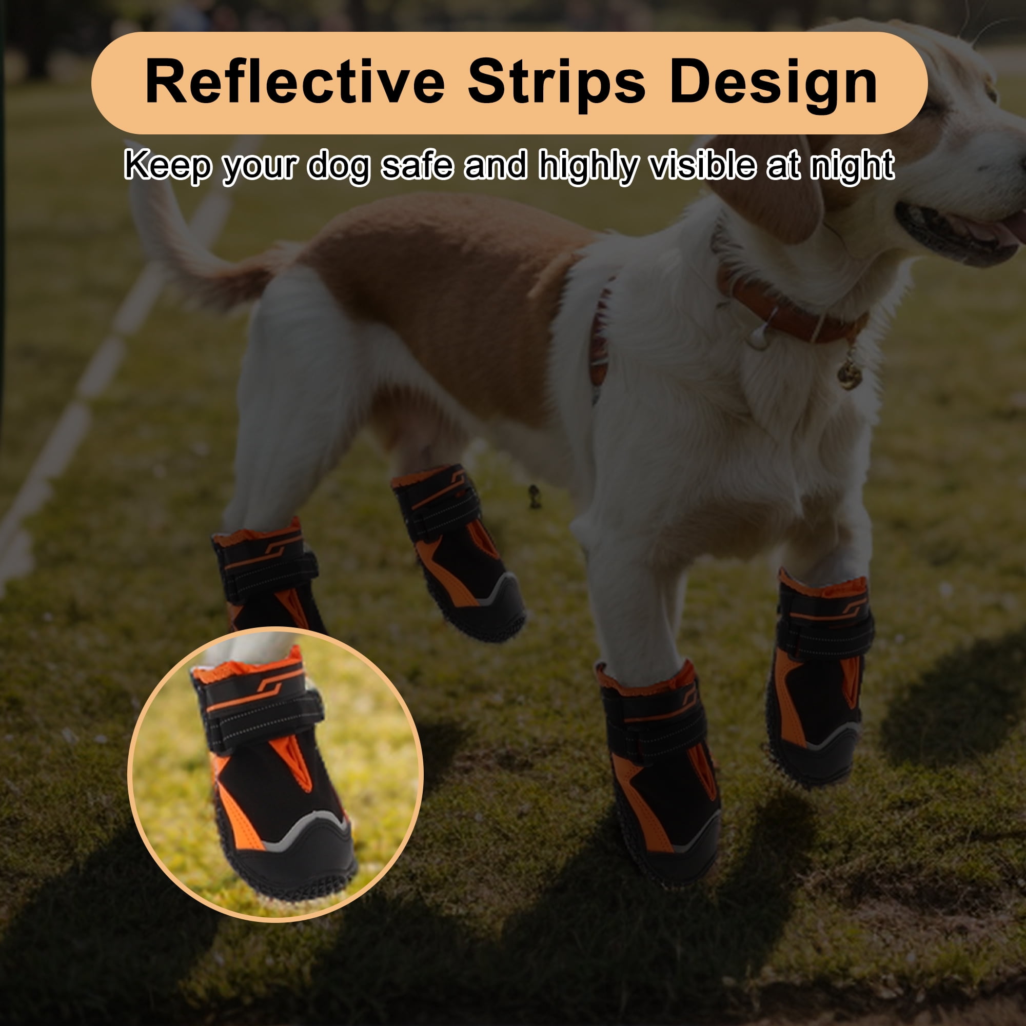 Unique Bargains 4pcs Dog Shoes Waterproof Anti Slip Boots Protectors 2.55" Black