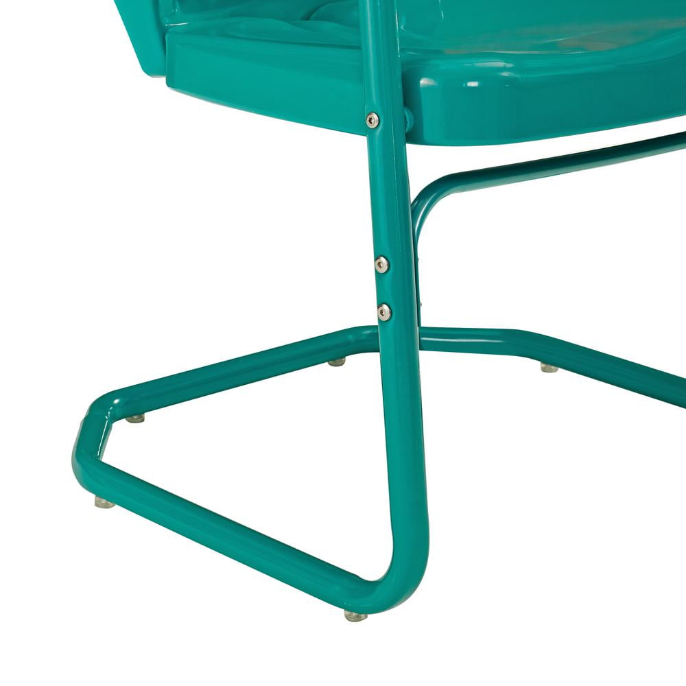 Crosley Furniture Ridgeland Metal Patio Chair in Turquoise (Set of 2)