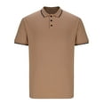 thumbnail image 5 of LODIENY Men's Casual Polo Shirts Short Sleeve Fashion Golf Shirt Classic Striped Slim Fit T-Shirts Lightweight Business Work Collared T Shirt Khaki XXXL, 5 of 8