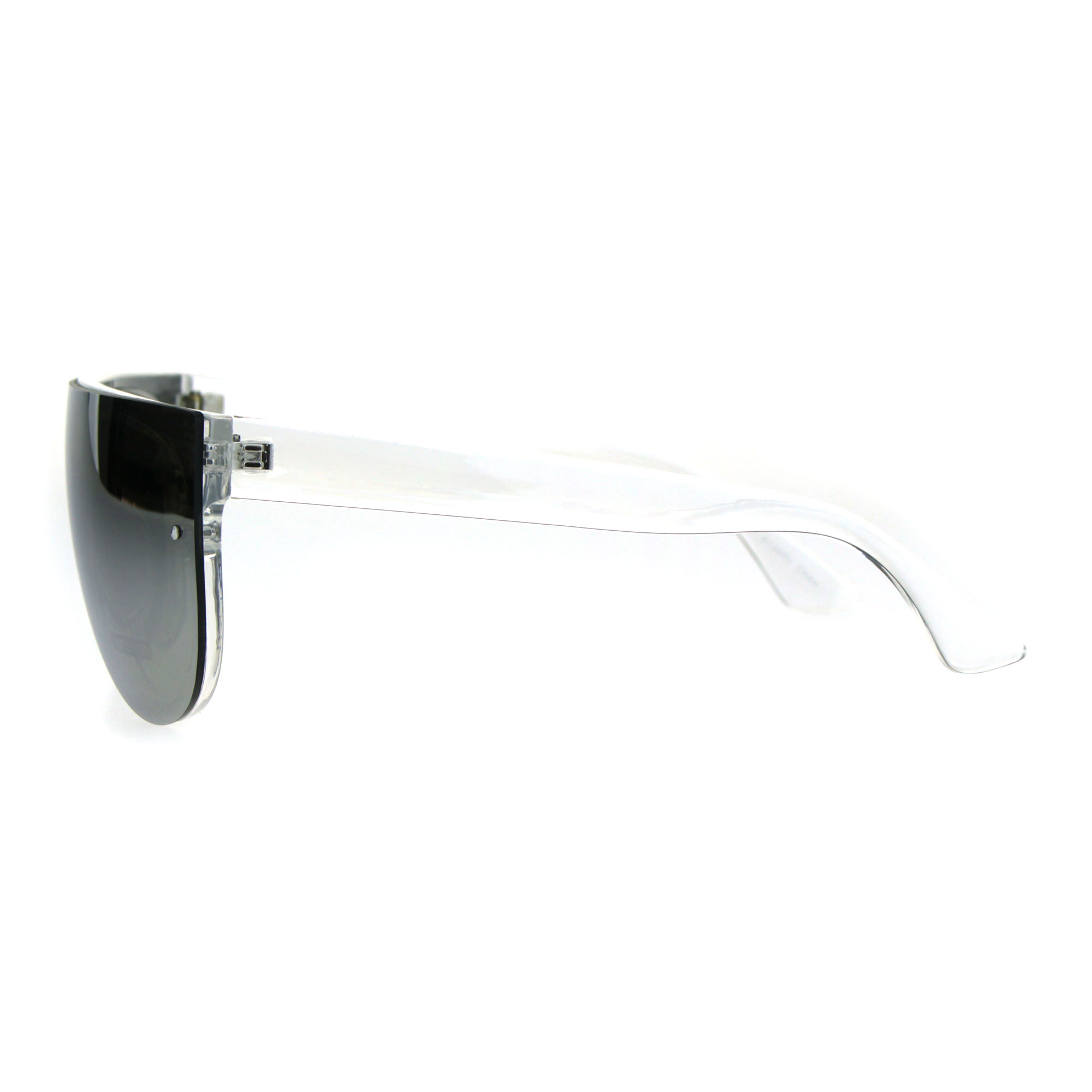 Futuristic Shield Color Mirrored Hip Hop Mob Rimless Sunglasses