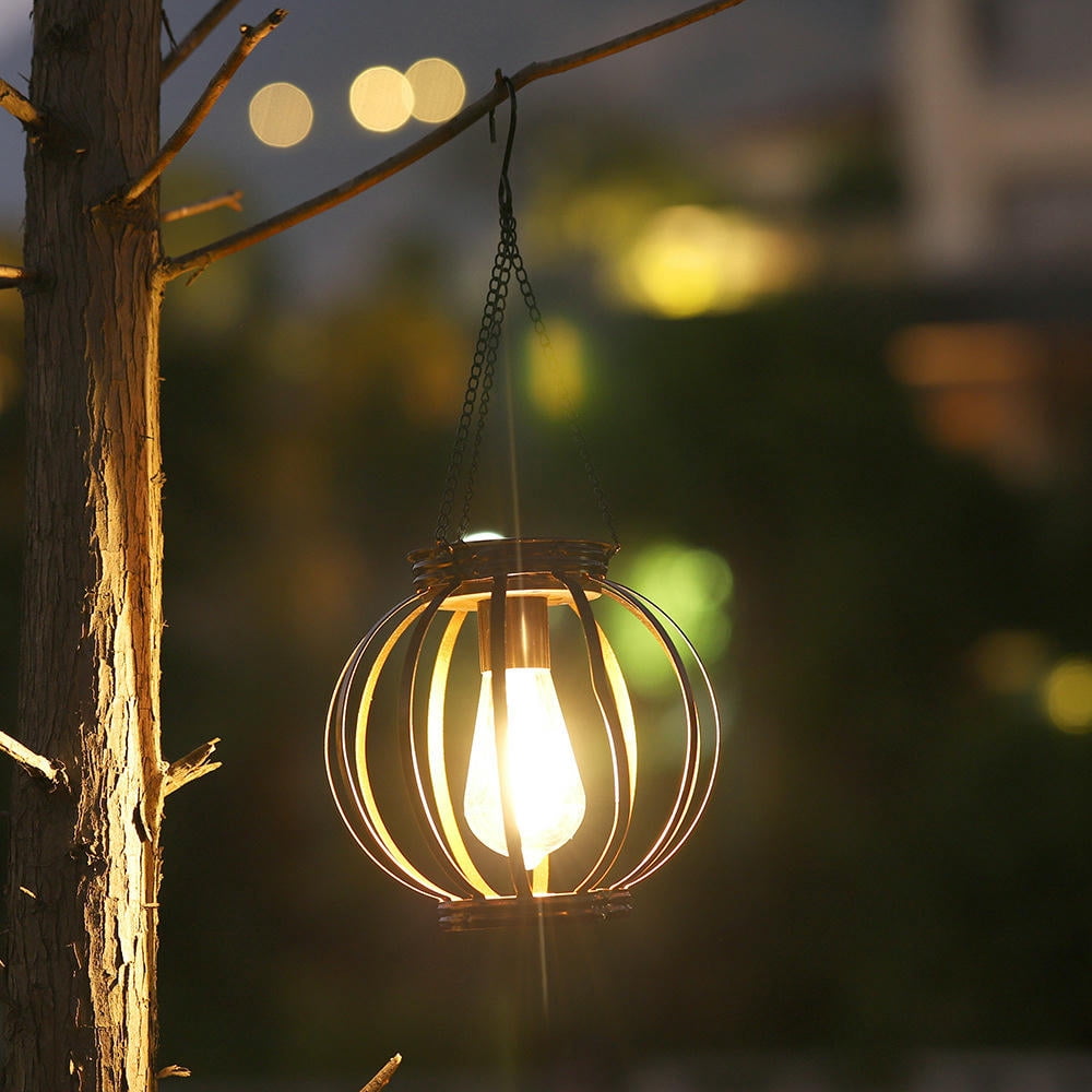 CHENJIANDONG Solar Iron Flat Iron Chandelier Lantern Light Retro Mesh Chandelier Outdoor Garden Courtyard Light