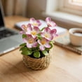 thumbnail image 5 of Artificial Potted Flowers with Woven Basket, Fake Floral Decor for Home, Patio & Tabletop, 5 of 9