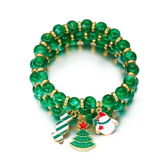 Augshy 6 Bracciali Jingle Bells Oro Con Campanelle - Rosso E Verde, Regolabili Per Natale E Feste