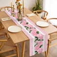 thumbnail image 3 of Pink Roses Table Runner - 70 Inch Long, Kitchen Dining Table Runner Dresser Scarves, Valentine's Day Romantic Flowers Green Leaf Stripes Farmhouse Decor for Coffee Tables Wedding Party Banquet, 3 of 8