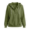 thumbnail image 5 of SNKSDGM Women V Neck Hoodie, Solid Drawstring Hooded Sweatshirt, Loose Long Sleeve Casual Sweat Jacket for Daily Outfits, 5 of 5