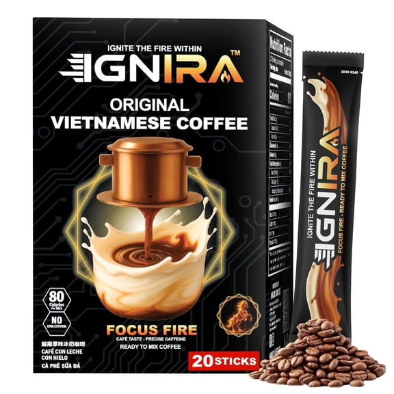 IGNIRA Original Instant Coffee – Premium Robusta Milk Coffee Mix Packets, 20 Sticks (12.69 oz)