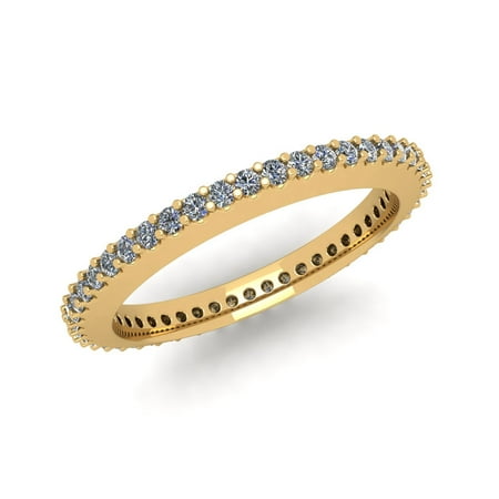 - Natural .45Ct Round Cut Brilliant Diamond Stackable Women's Anniversary Wedding Eternity Band Ring Solid 10k Yellow Gold G-H I1