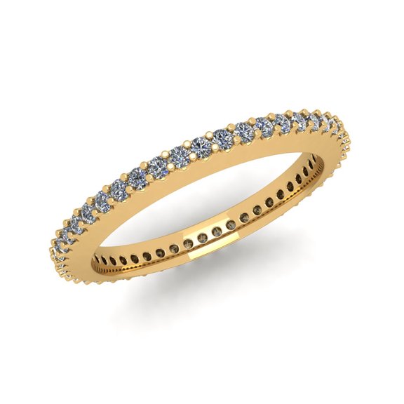 Natural .45Ct Round Cut Diamond Stackable Women's Anniversary Wedding Eternity Band Ring Solid 18k Yellow Gold F VS2