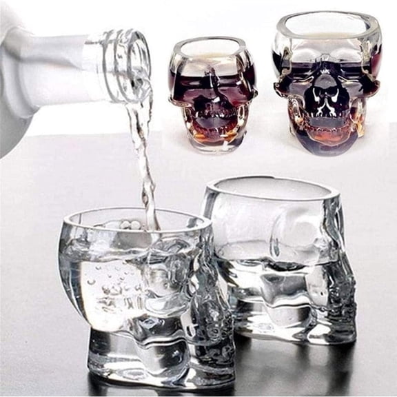 Skull Shape Glass Cup Double Layer Transparent Glass for Bar Party Home Creative Drinkware