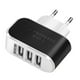 thumbnail image 5 of sweethay 3USB Cargadores de pared emisores de luz LED Dispositivo de carga Adaptador de cámaras multifunción Enchufe de EE. UU./UE de viaje Negro Enchufe de la UE 2piezas, 5 of 5