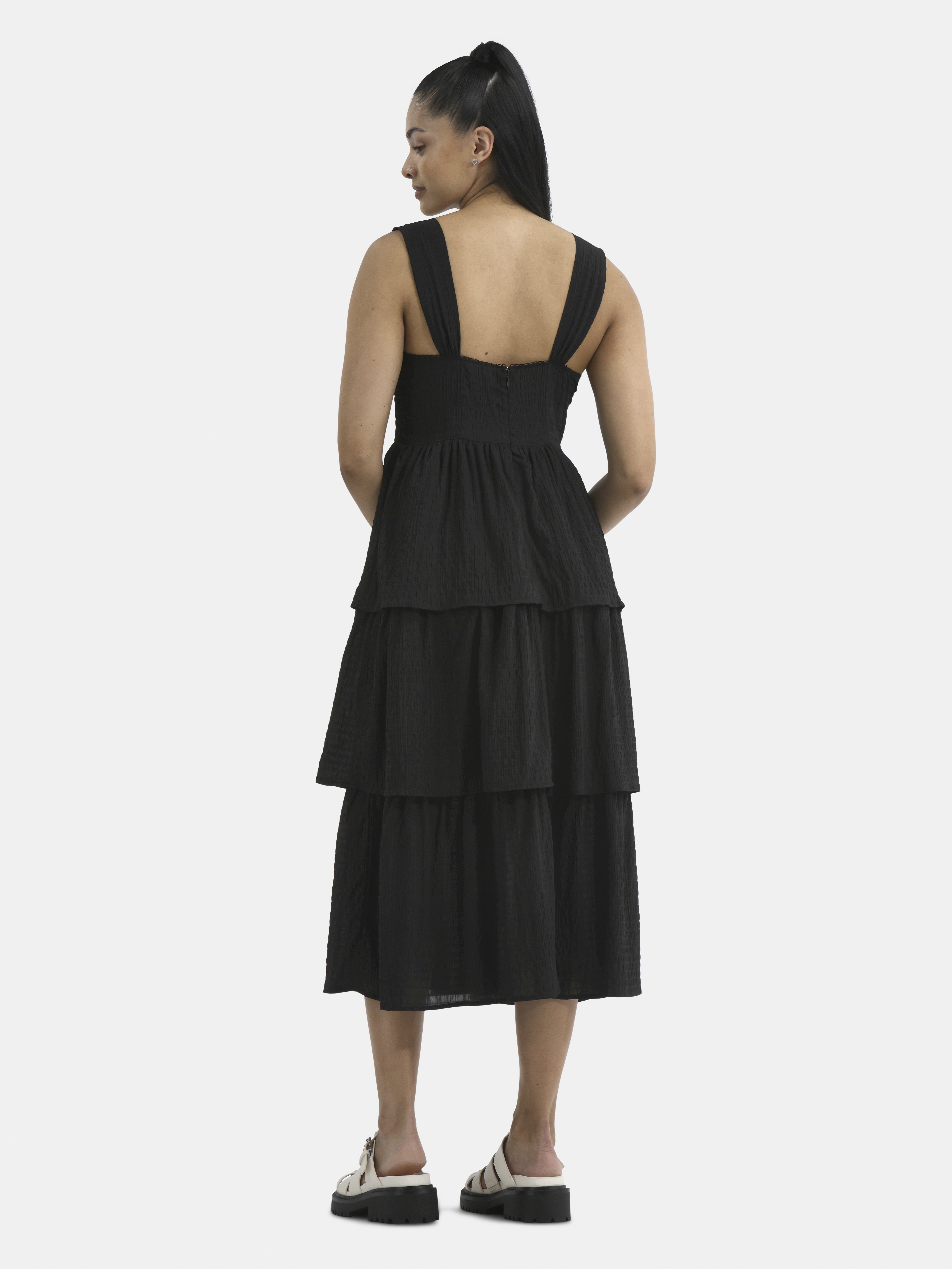 No Boundaries Tiered Bustier Maxi Dress, Women's
