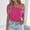 Hot Pink, variant on QUNYINEY Crew Neck Women Shirts Jacquard Short Sleeve Casual Tops Cut Out Slim Crop Women Tops
