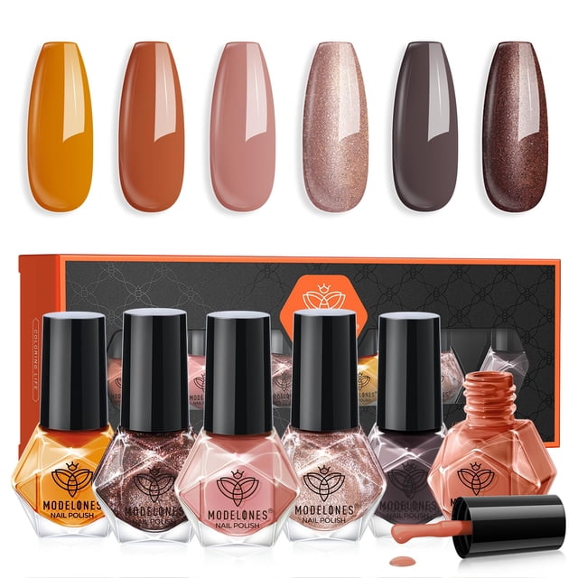 Set de esmaltes de uñas Modelones, minilaca de 6 colores, de secado rápido