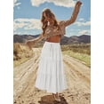 thumbnail image 4 of ZPQMNB Womens Boho Maxi Skirt,Ruffled Maxi Skirt,High-Waisted Belted Folds Long Skirt With Pockets，Suitable For Beach Vacation, 4 of 5