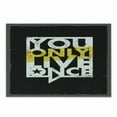 thumbnail image 1 of YOLO Cutting Board, Contemporary Style Message on Life in a Speech Bubble Grunge Background, Decorative Tempered Glass Cutting and Serving Board, Small Size, Black White and Yellow, by Ambesonne, 1 of 1