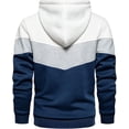 thumbnail image 2 of Sudadera con capucha de forro polar para hombre, estilo informal, con cordón ajustable en color contrastante y bolsillo tipo canguro., 2 of 5