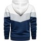 thumbnail image 2 of Sudadera con capucha de forro polar para hombre, estilo informal, con cordón ajustable en color contrastante y bolsillo tipo canguro., 2 of 5