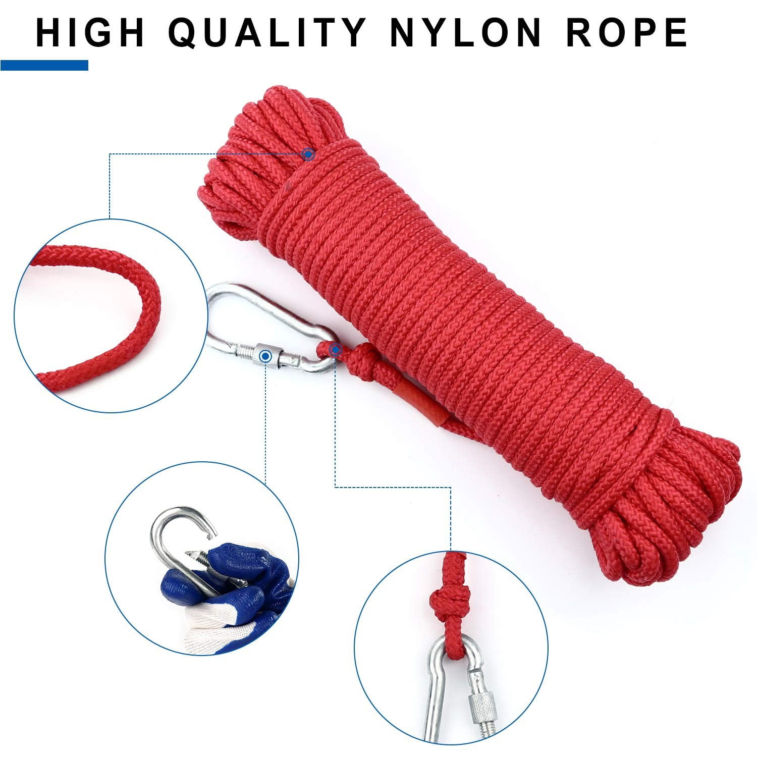 500LB-1300LB Pull Force Fishing Magnet Super Strong Neodymium Treasure Hunt+10m Rope Set 700LBS