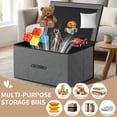 thumbnail image 3 of HONEIER Large Toy Box, Toy Box with Lid, Foldable Toy Box Storage Chest for Kids Playroom Nursery Living Room, 24 x 16 x 12 Inches, Gray, 3 of 12